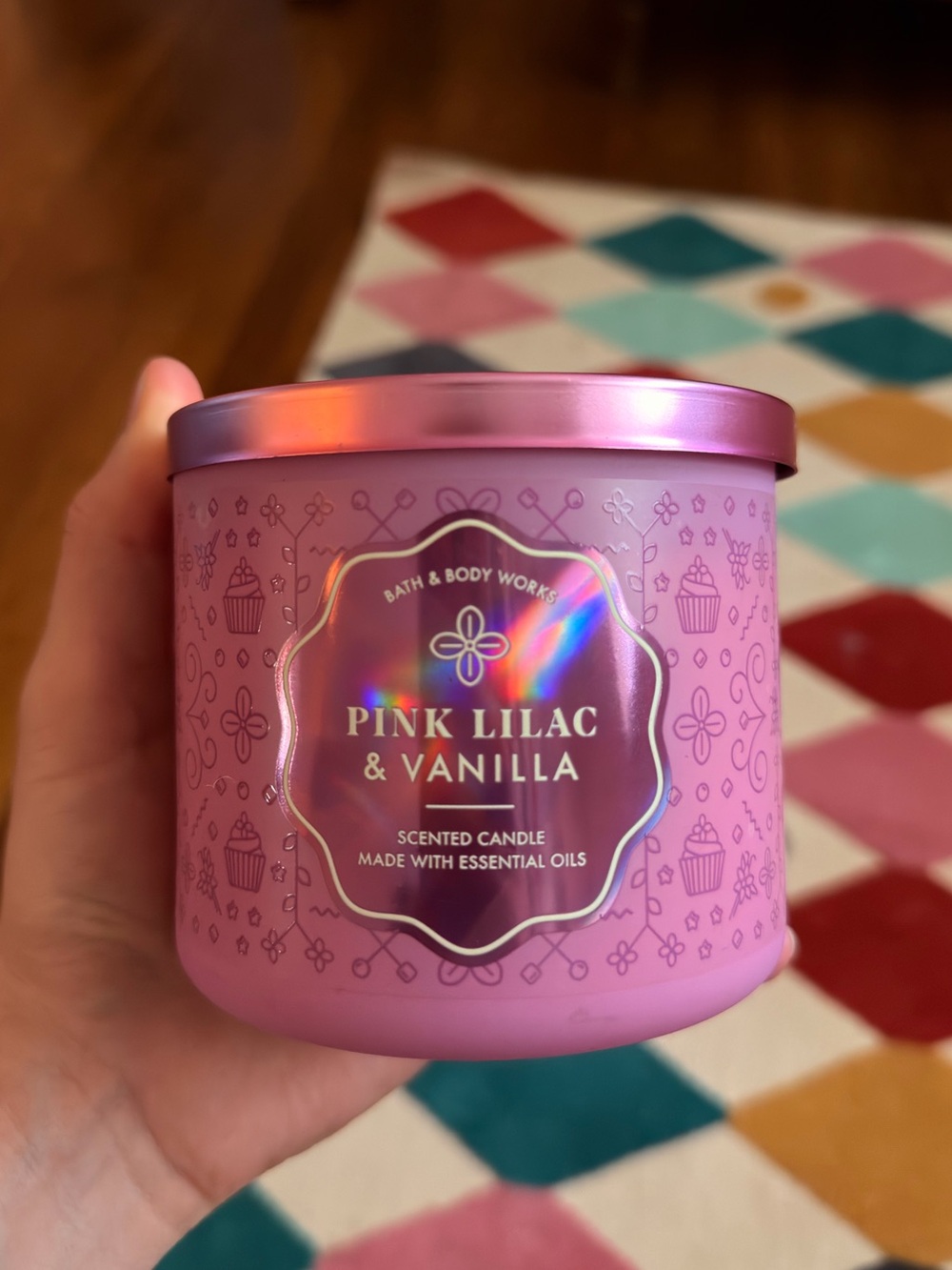 Bath & Body Works Pink Lilac & Vanilla Scented Candle - Pink